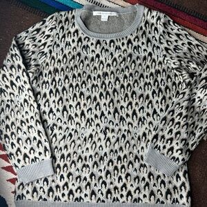 Diane Von Furstenberg Gray Hold and Black Animal Print Sweater